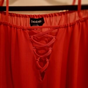 Bebe Red Lace-Up Chemise